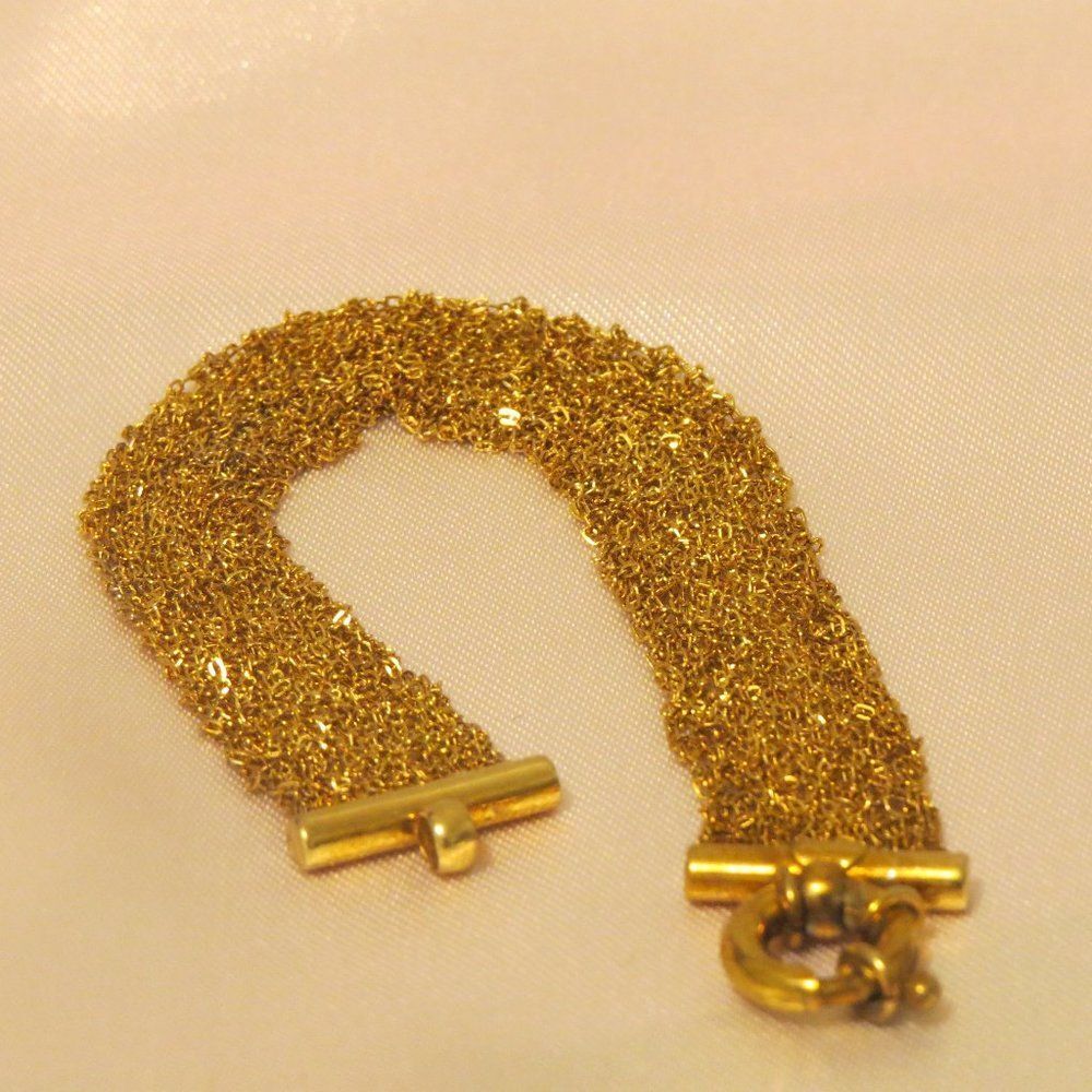 18k Sterling Silver multi chain hand made bracelet